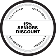 15% Seniors Discount badge